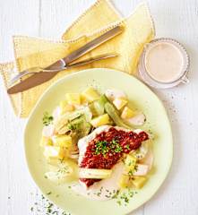Balsamico-Schnitzel mit Kartoffeln und Fenchel