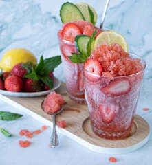 Sparkling Pimm's® strawberry granita
