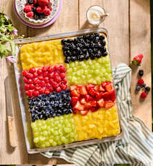 Kachel-Kuchen mit Früchten