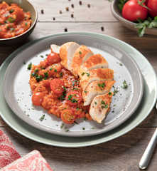 Gerste mit Paradeisern und Henderl