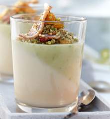 Spargel-Panna-Cotta mit geräucherter Entenbrust