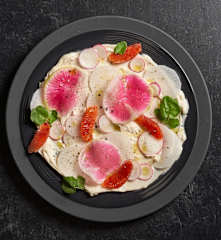 Winter Radish, Citrus and Cashew Cream (Matthew Kenney)