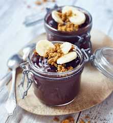 Schoko-Lebkuchen-Pudding mit Kirschen