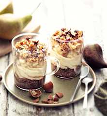 Trifle poire, figue et noisette