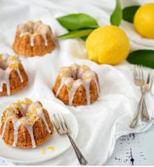 Mini gluten free vanilla bundts with lemon glaze