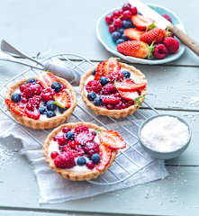 Tartelette fruits rouges, crème mascarpone-coco