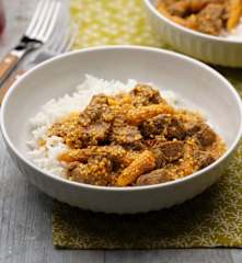 Slow-cooked Beef and Baby Corn Stew with Rice