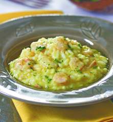 Risoto de camarão com leite de coco