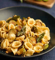 Pasta with Brussels Sprouts, Toasted Hazelnuts and Brown Sage Butter