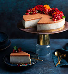 Tarta mousse cabrales y dulce de manzana