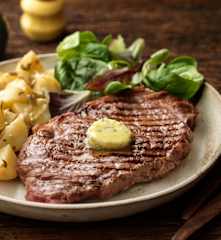 Grilled Sirloin Steaks with French Potato Salad