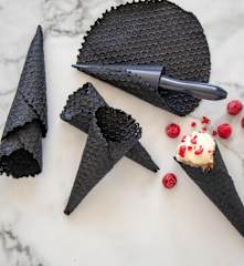 Charcoal waffle cones