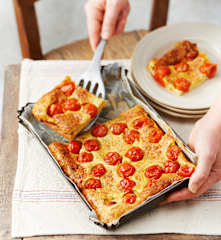 Clafoutis aux tomates cerise et au basilic
