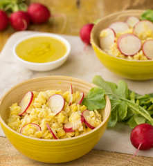 Insalata di cicerchie, ravanelli e vinaigrette alla senape