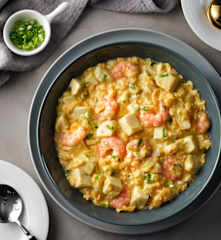 滑蛋蝦仁豆腐煲