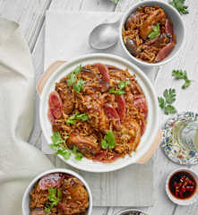Chicken, Mushroom and Chinese Sausage Rice