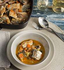 Guiso de verduras con caballa