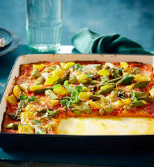 Süßkartoffel-Spargel-Pizza