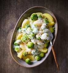 Rosenkohl mit Parmesansauce und Kartoffeln