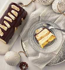 Semifreddo al pandoro e torrone con ganache al fondente
