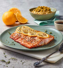 Orange Salmon with Broccoli Couscous