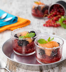 Sorbetto con bitter alcolico e frutti di bosco