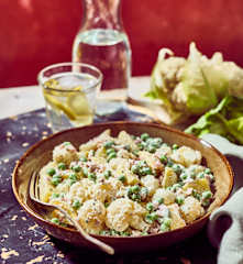 Kartoffel-Blumenkohl-Salat mit Schinken