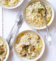 Risotto au bacon  et champignons de Paris