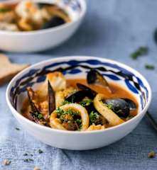 Seafood Soup with Gluten-free Bread