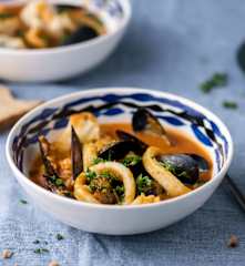 Zuppa di pesce con crostini (senza glutine)