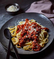 Auberginen-Linsen-Pasta