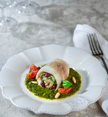 Involtini di branzino con crema di cime di rapa