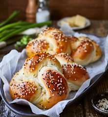 Hefeknoten mit Käse und Schinken