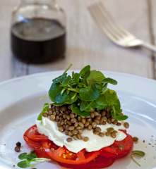 Ensalada de lentejas con reducción de balsámico