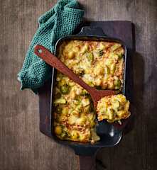 Rosenkohl-Kartoffel-Auflauf mit Maronen