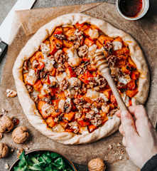 Tarte rustique potimarron, chèvre et noix