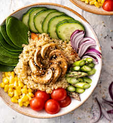 Bowl vegetariano con quinoa (Cocción de arroz)