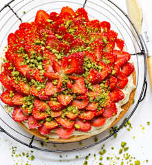 Tarte aux fraises, crème à la pistache