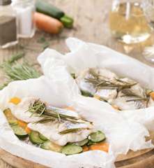 Merluzzo e verdure in bellavista al rosmarino