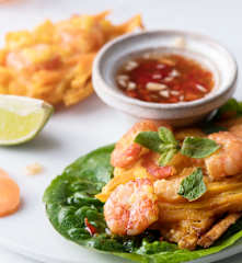 Frittelle di patate dolci e gamberi