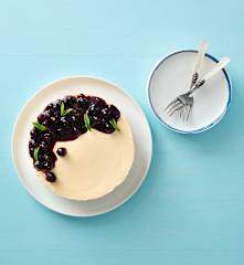 Baked blueberry and hazelnut cheesecake