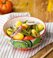 Insalata di fagiolini, pomodorini e patate arrosto