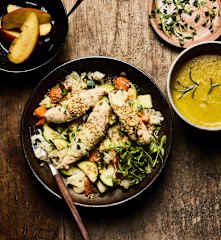 Three Course Meal for 2 - Vegetable Soup, Chicken Pie with Rice & Steamed Apple