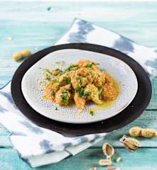 Hühnerbruststreifen in Erdnusssauce