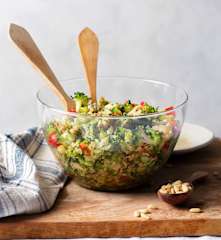 Broccoli Salad with Red Peppers and Pine Nuts
