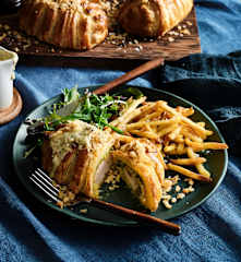 Individual chicken wellingtons with mustard tarragon sauce