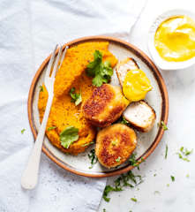Nuggets de poulet, purée de patates douces