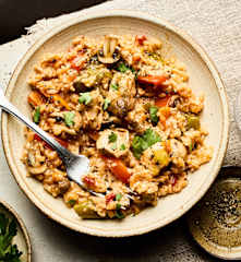 Arroz de frango e cogumelos