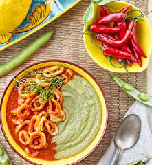 Macco di fave messinesi con calamari