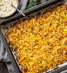 Röstis de légumes et sauce forestière à la crème